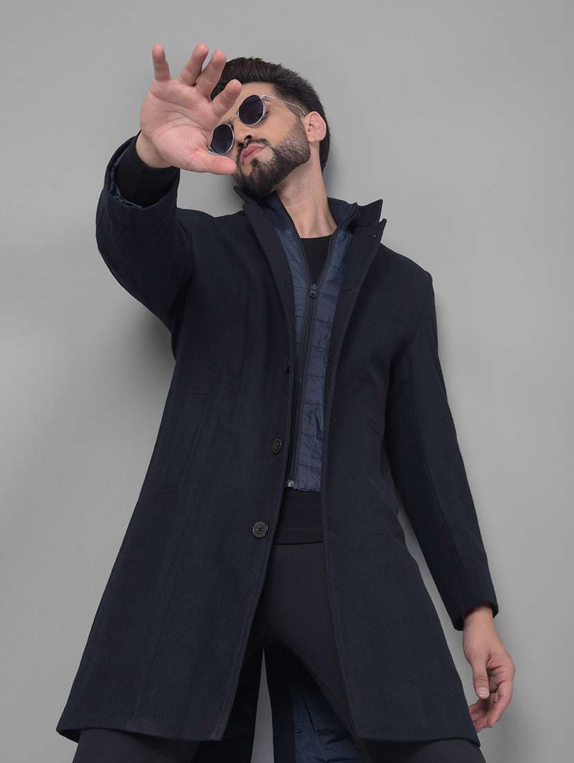men solid casual long blazer - 20512647 - Standard Image - 1