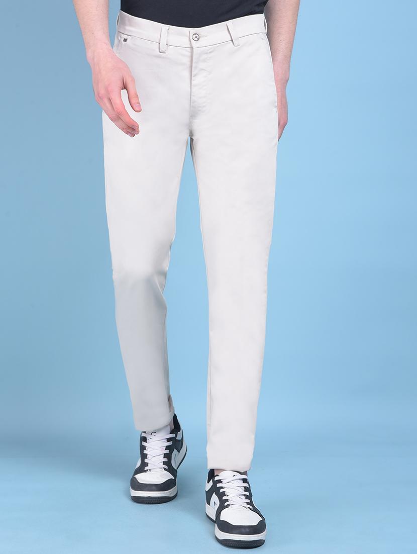 men cotton flat front casual trouser
