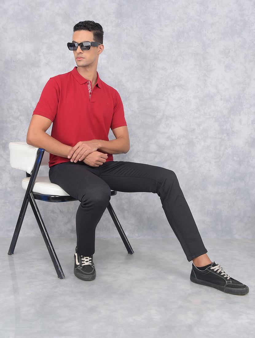 men solid red cotton polo t-shirt - 20512696 - Standard Image - 4
