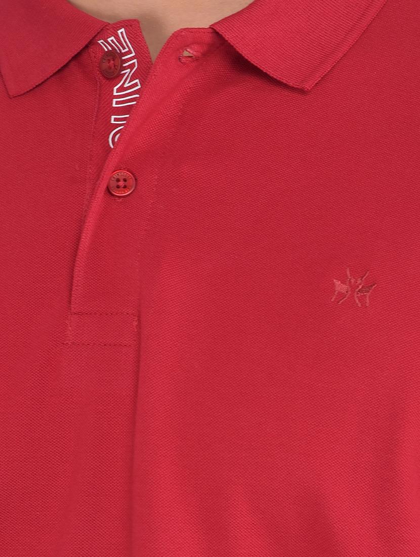 men solid red cotton polo t-shirt - 20512696 - Standard Image - 6