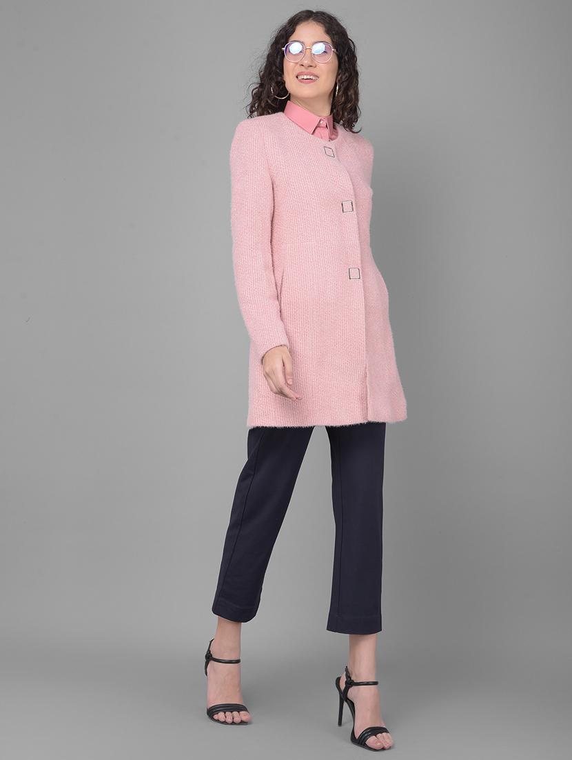 pink solids full sleeves overcoat - 20512715 - Standard Image - 4