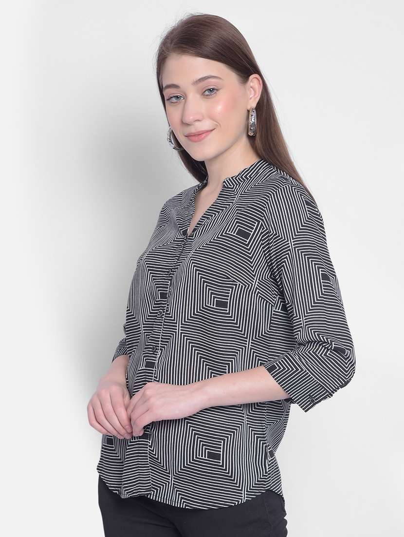 Women Black Geometric Printed Regular Shirt - 20512747 -  Standard Image - 1