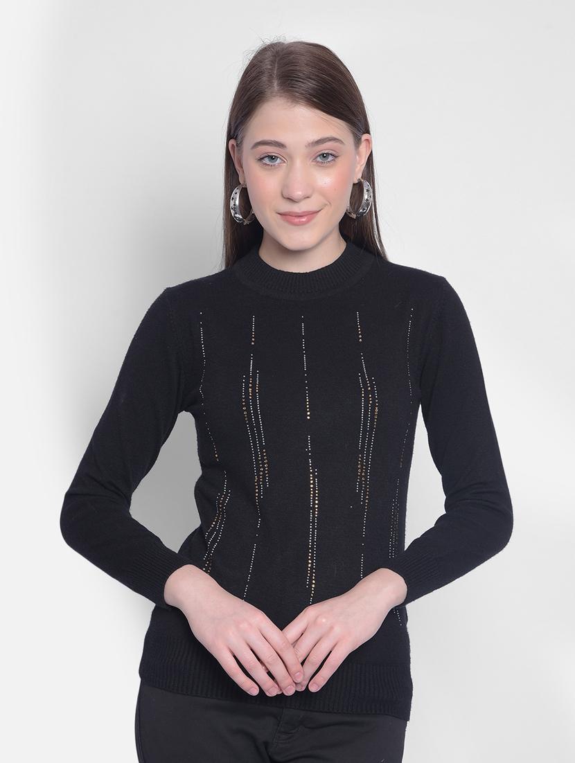 black viscose embellished pullover - 20512749 - Zoom Image - 0