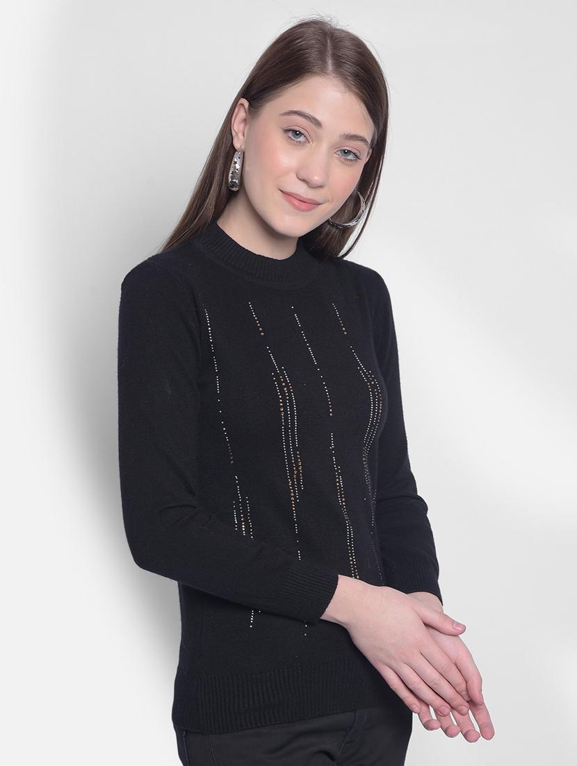 black viscose embellished pullover - 20512749 - Standard Image - 1