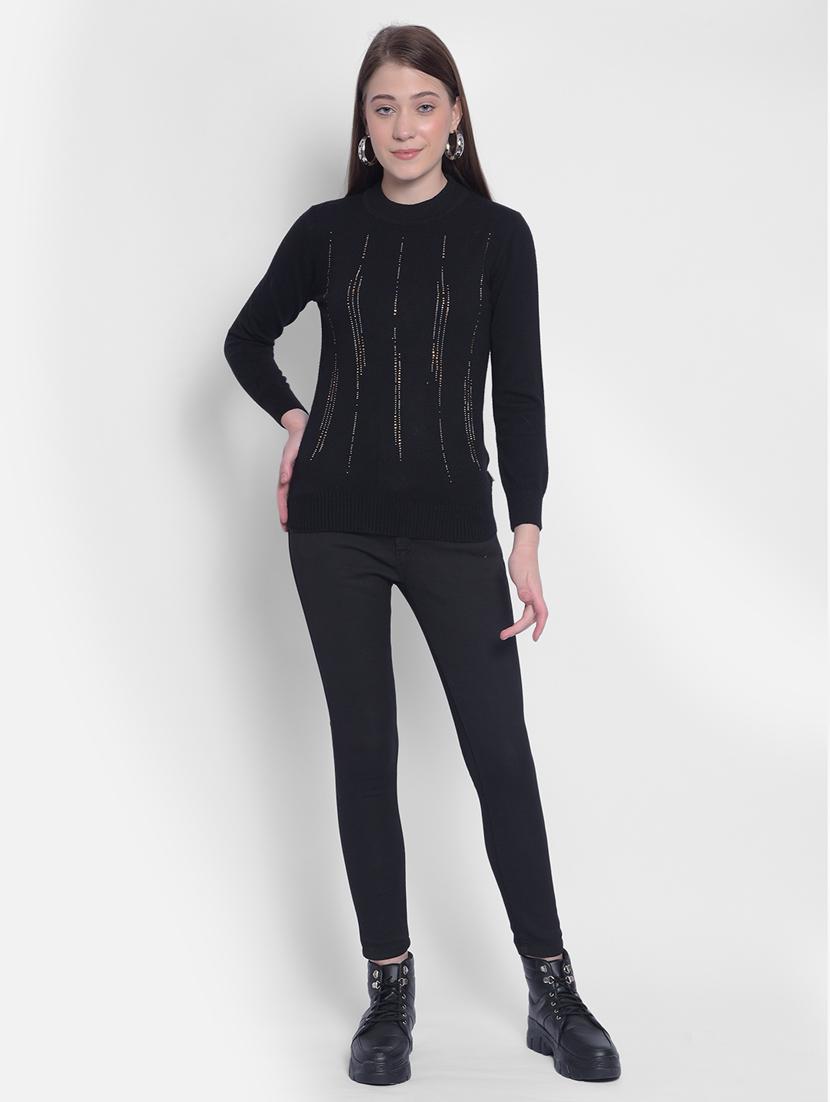 black viscose embellished pullover - 20512749 - Standard Image - 4