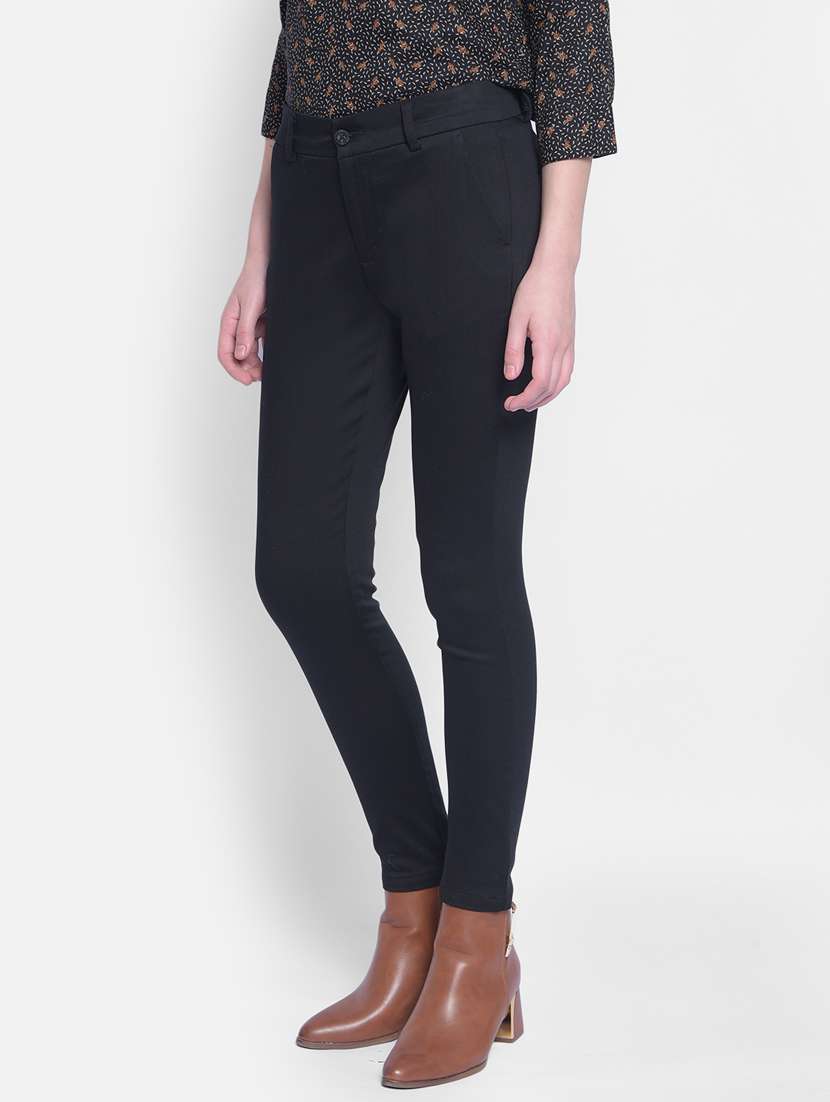 women solid mid rise trouser - 20512761 -  Standard Image - 1