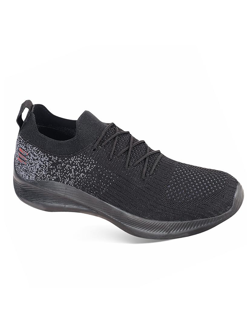 men self designed black lace up sport shoe - 20512875 - Standard Image - 1