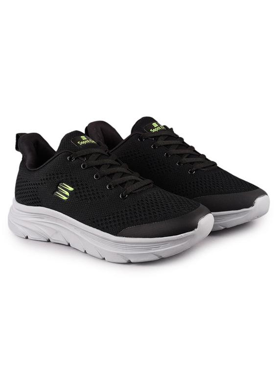 men solid black lace up sport shoe - 20512880 -  Standard Image - 1