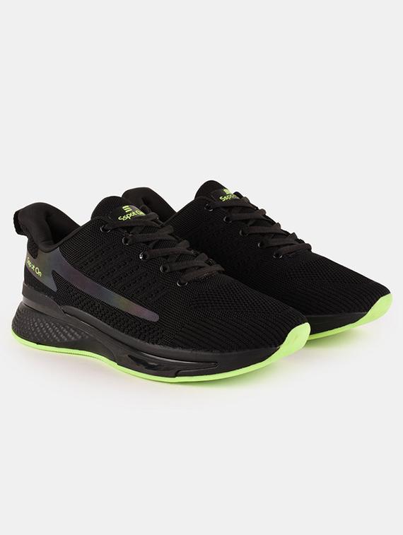 men solid black lace up sport shoe - 20512897 - Standard Image - 1