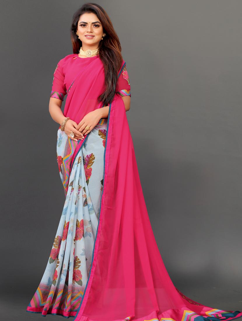 women's floral pink colored saree with blouse - 20512914 - Zoom Image - 0