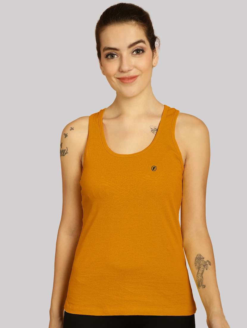 women solid tank top