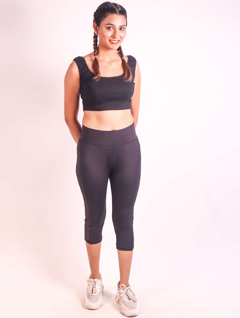 women black polyester regular capri - 20517812 -  Standard Image - 4