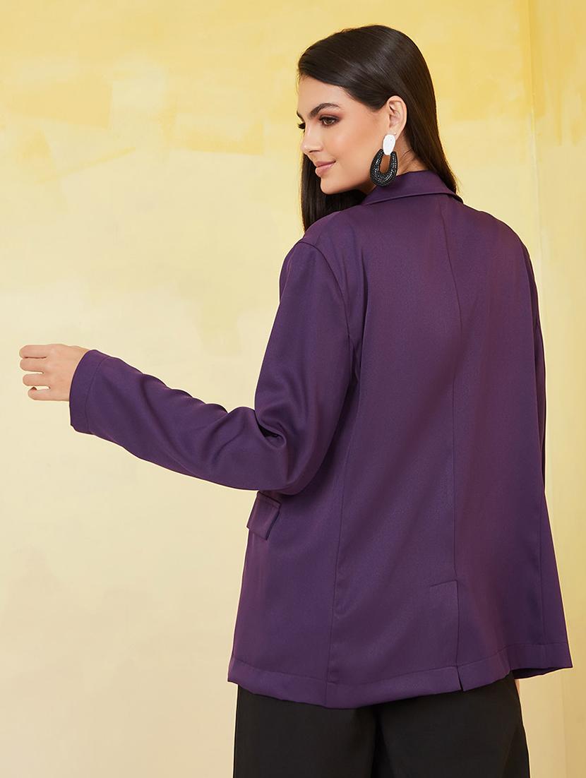 women purple polyester formal blazer - 20519529 - Standard Image - 1