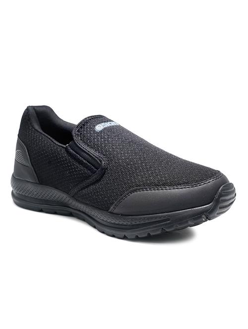 men solid black slip on sport shoe - 20519544 - Standard Image - 0