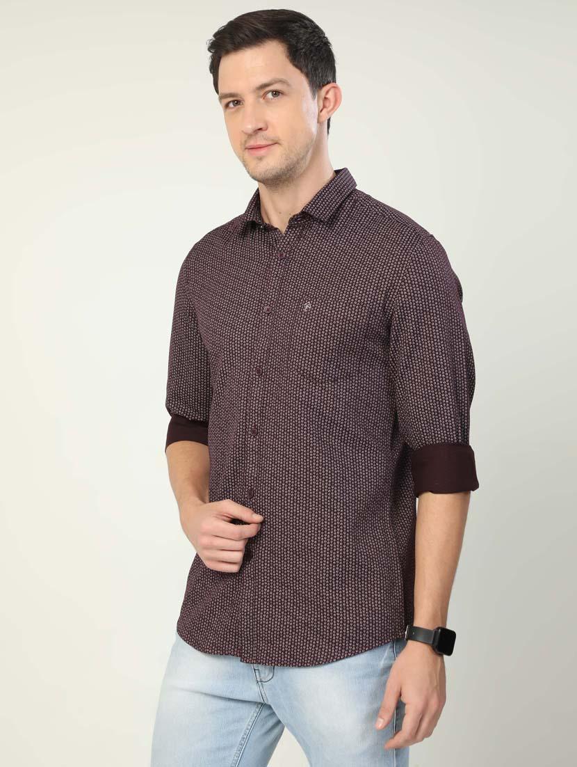 burgundy cotton casual shirt - 20519603 - Standard Image - 1