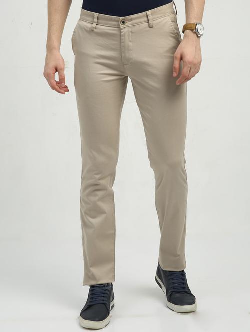 men mid rise solid flat front casual trouser - 20519645 -  Standard Image - 0
