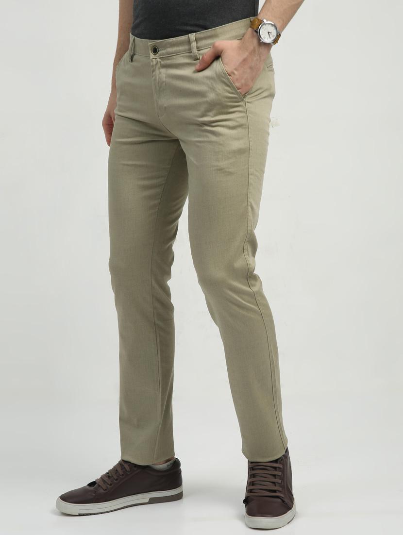men mid rise solid flat front casual trouser - 20519648 -  Standard Image - 1