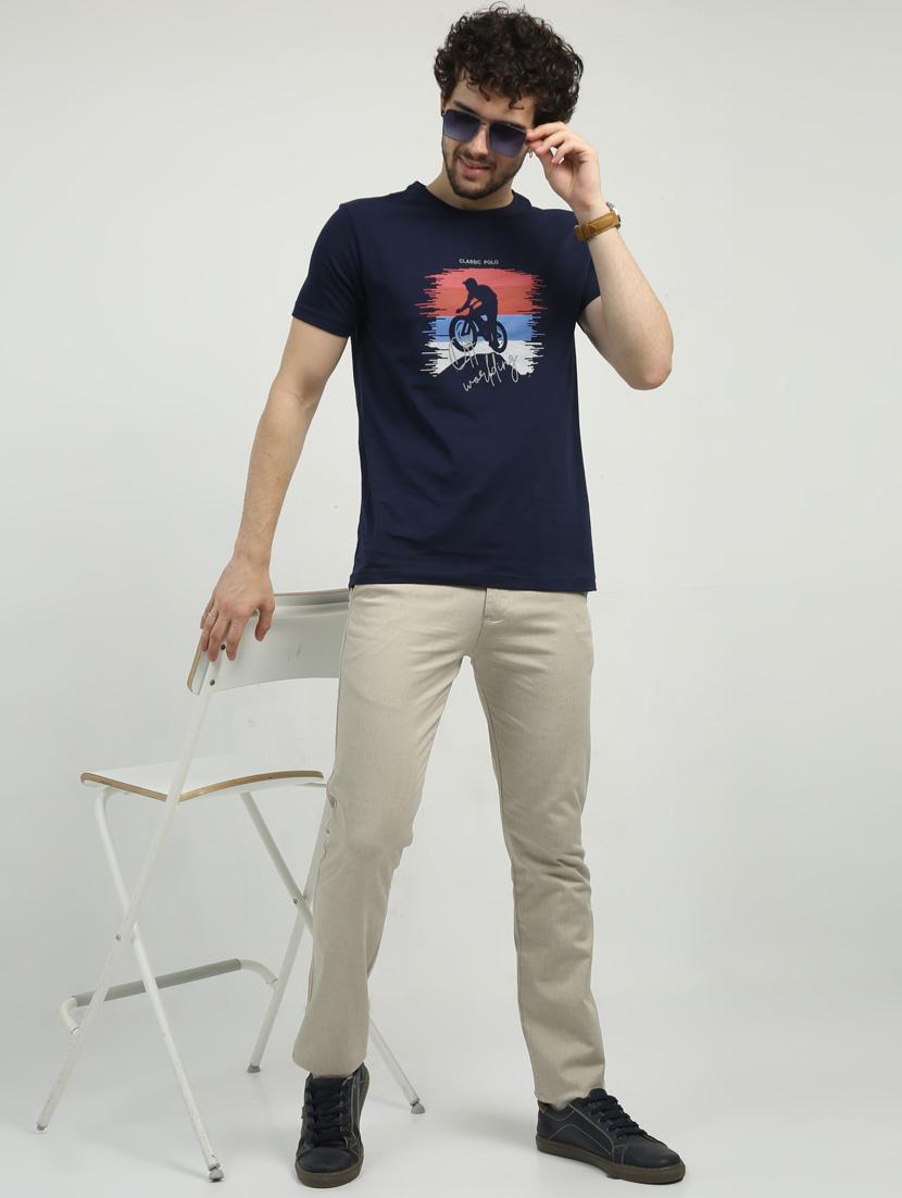 men mid rise solid flat front casual trouser - 20519650 - Standard Image - 4