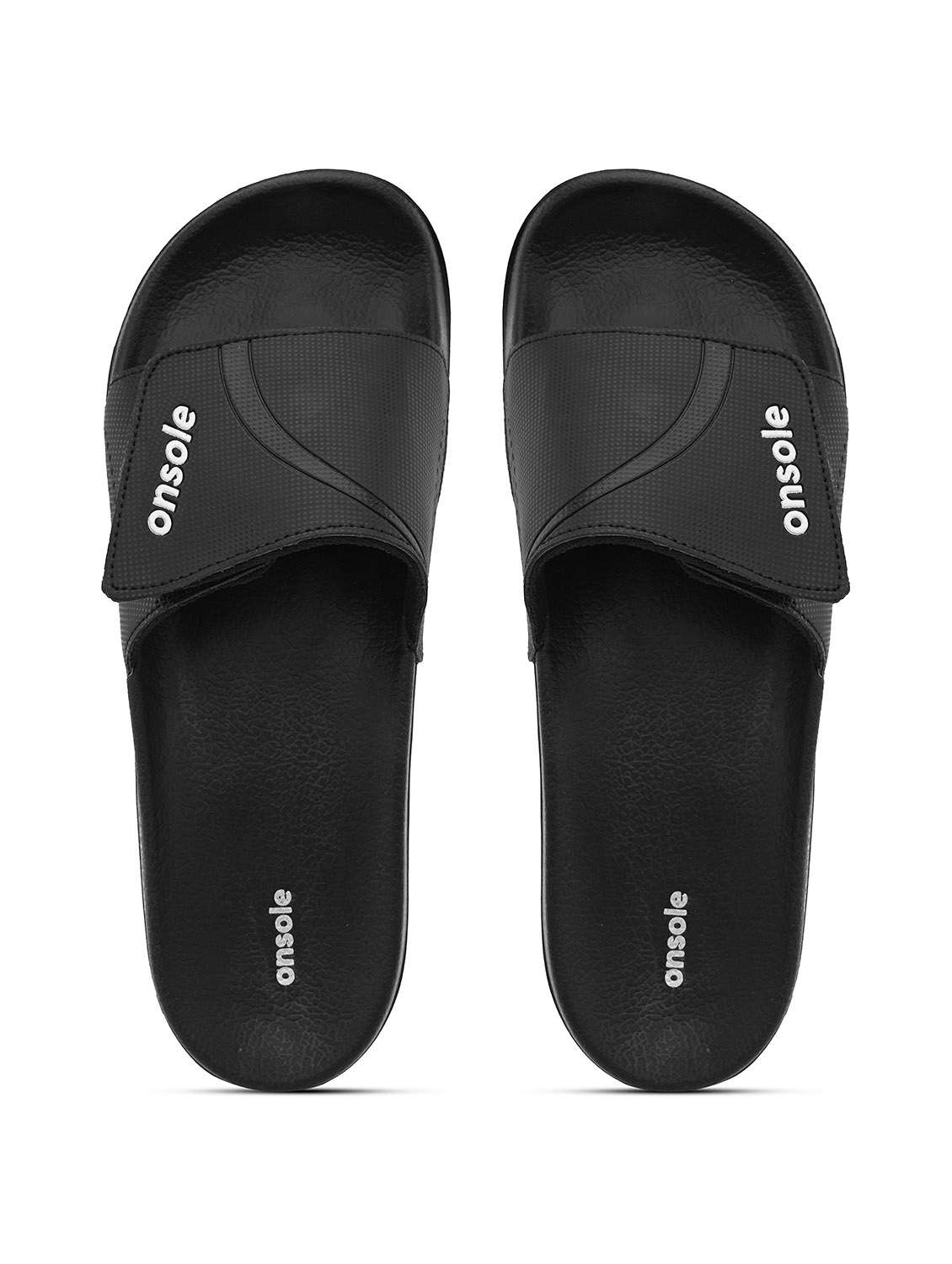 men textured black slip on flip flop