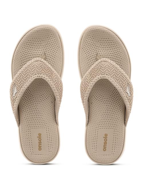 women textured beige flip flop - 20519854 - Standard Image - 0