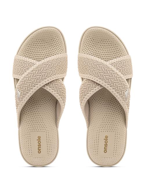 women textured beige flip flop - 20519859 -  Standard Image - 0