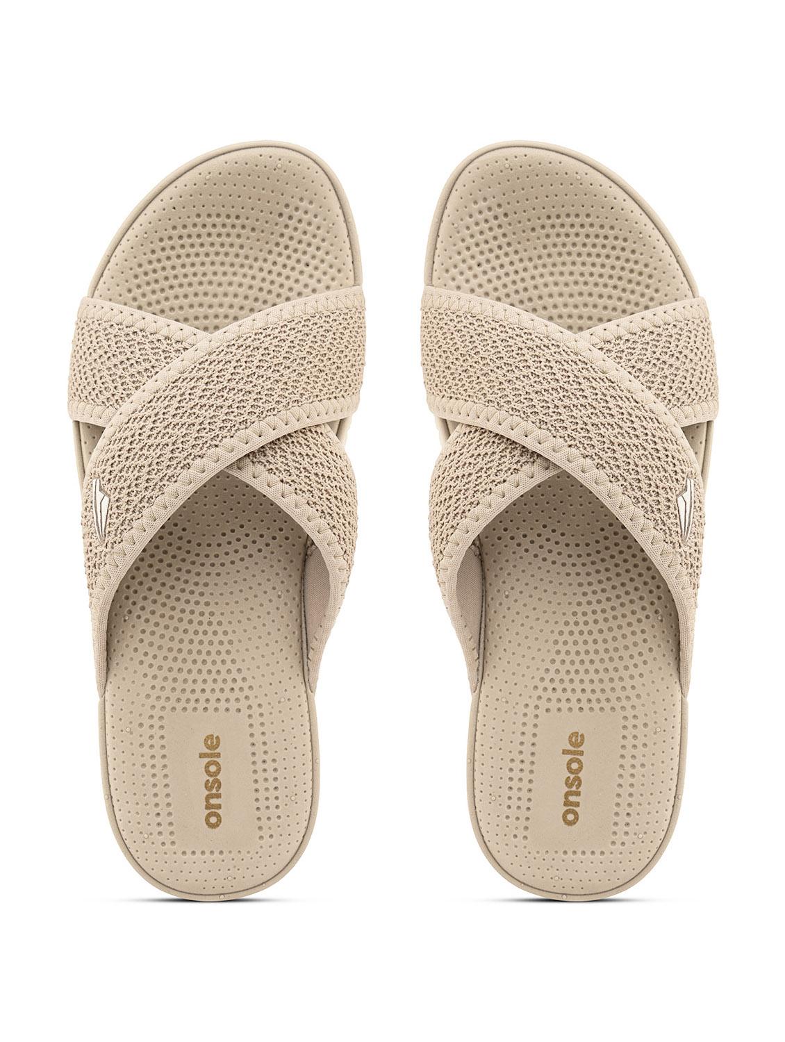 women textured beige flip flop - 20519859 -  Zoom Image - 0