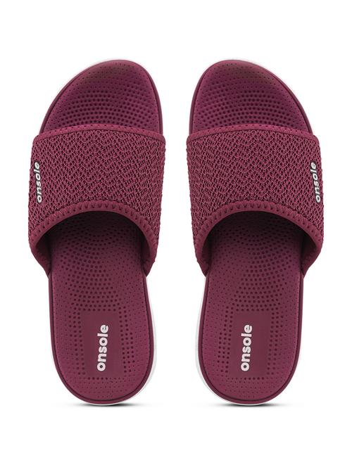 women textured burgundy flip flops - 20519867 -  Standard Image - 0