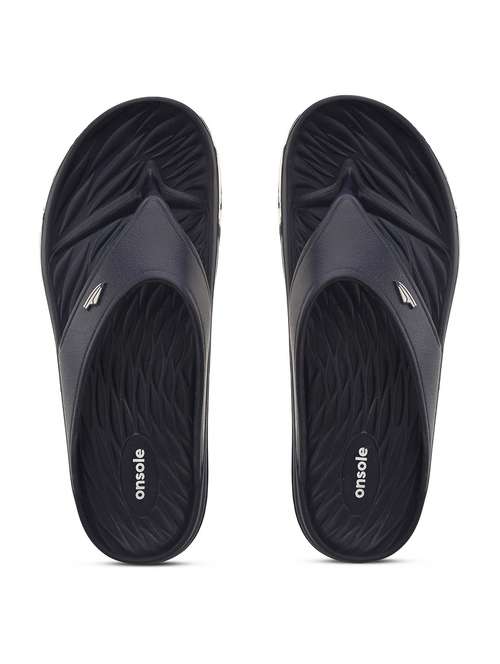 men solid navy blue slip on slipper - 20519871 -  Standard Image - 0