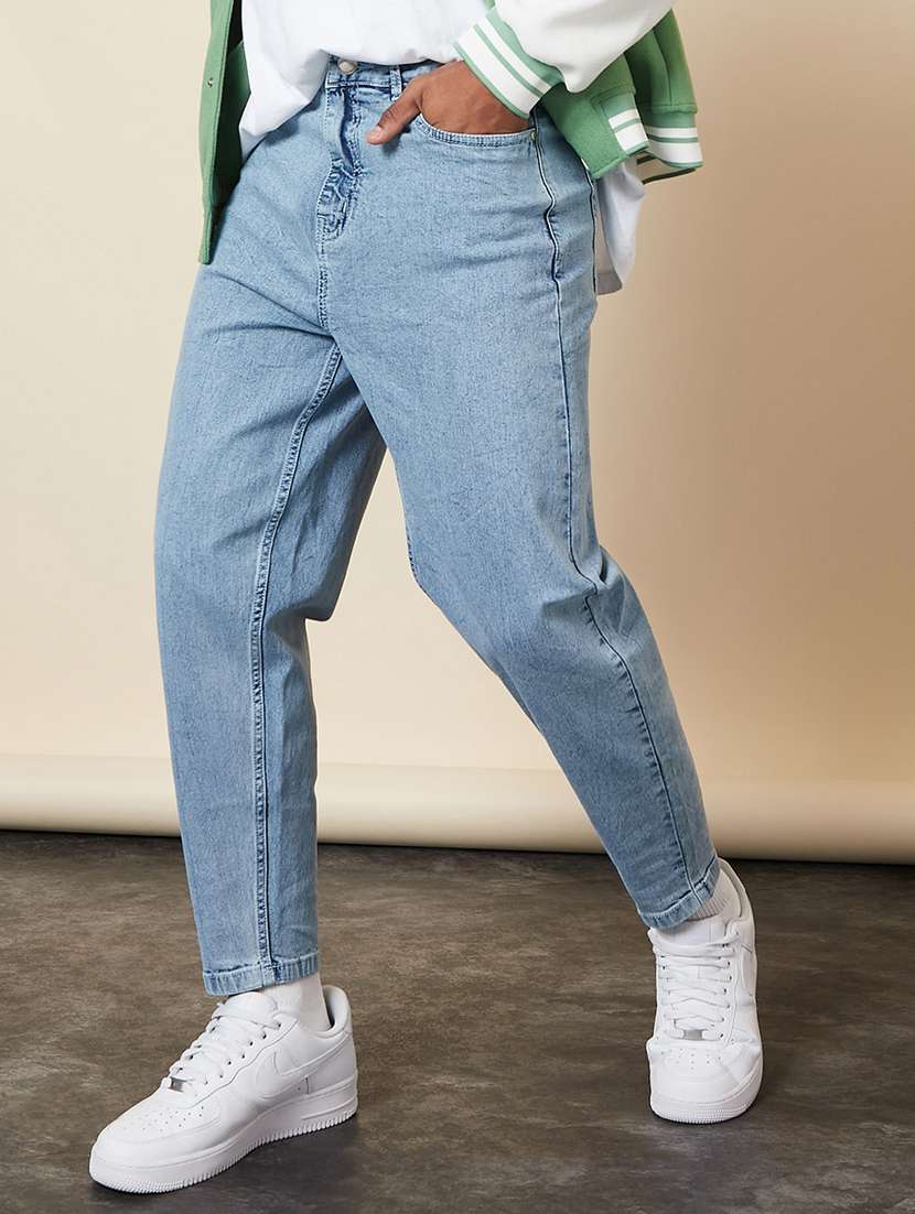 mens relaxed fit plain jeans