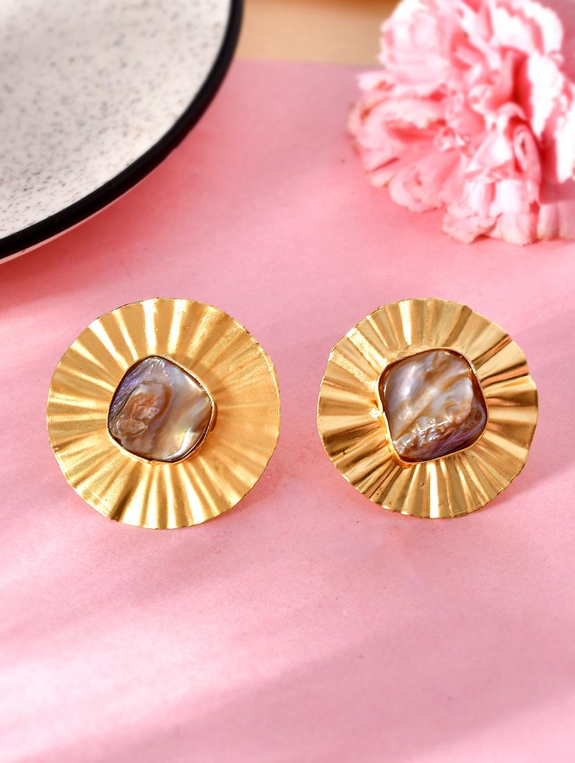 gold brass studs earring - 20520265 - Standard Image - 1