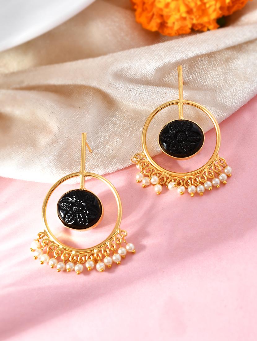 gold plated brass drop earring - 20520266 - Standard Image - 1