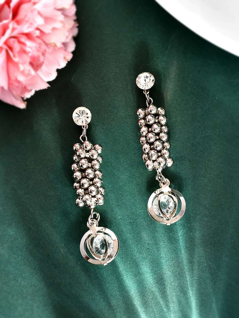 silver brass drop earring - 20520269 - Standard Image - 1
