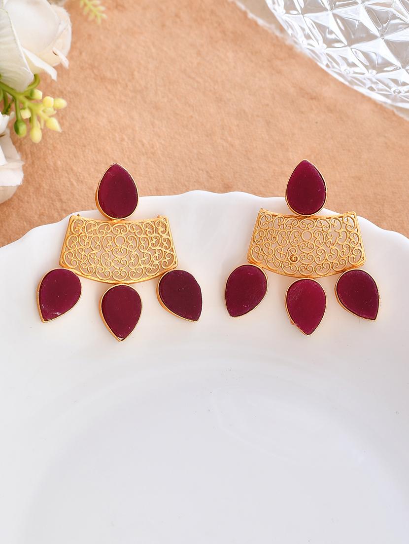 gold plated brass drop earring - 20520270 -  Standard Image - 1