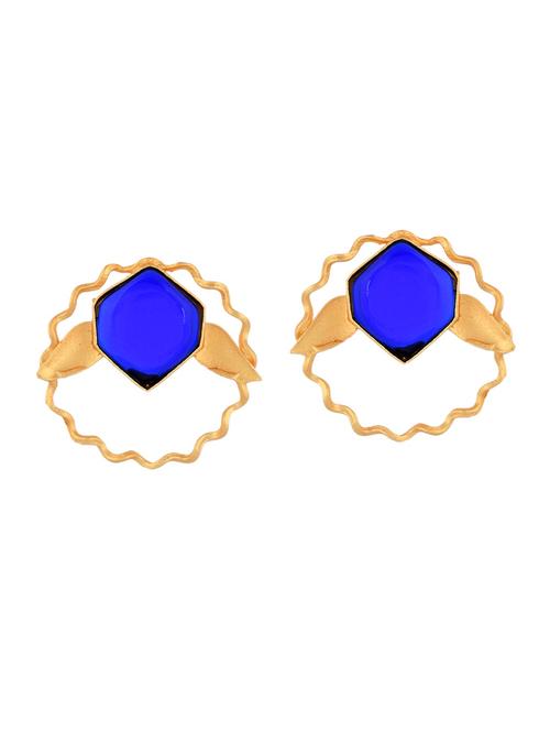 gold plated blue stone drop earring - 20520272 -  Standard Image - 0