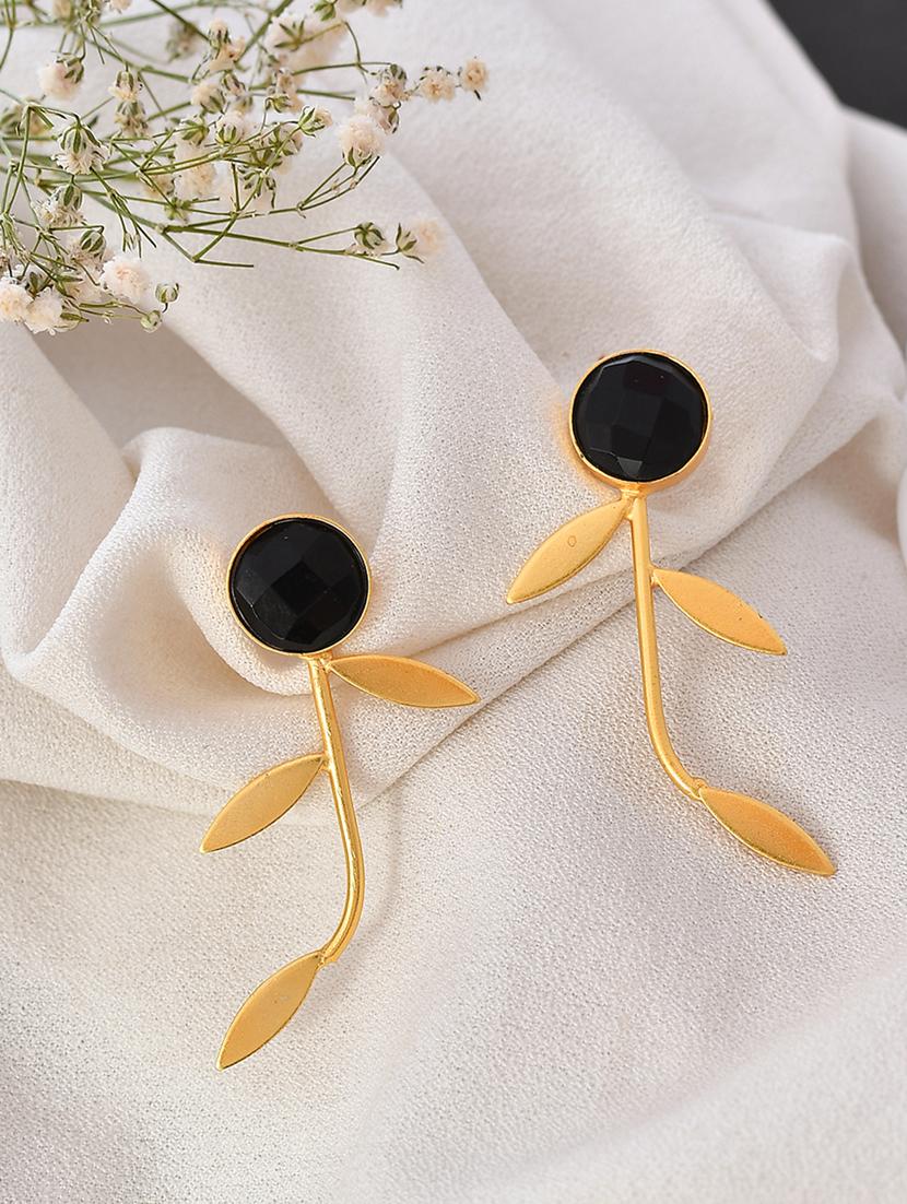 black brass drop earring - 20520273 - Standard Image - 1