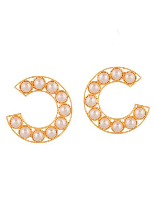 gold brass hoop earring - 20520276 - Standard Image - 0