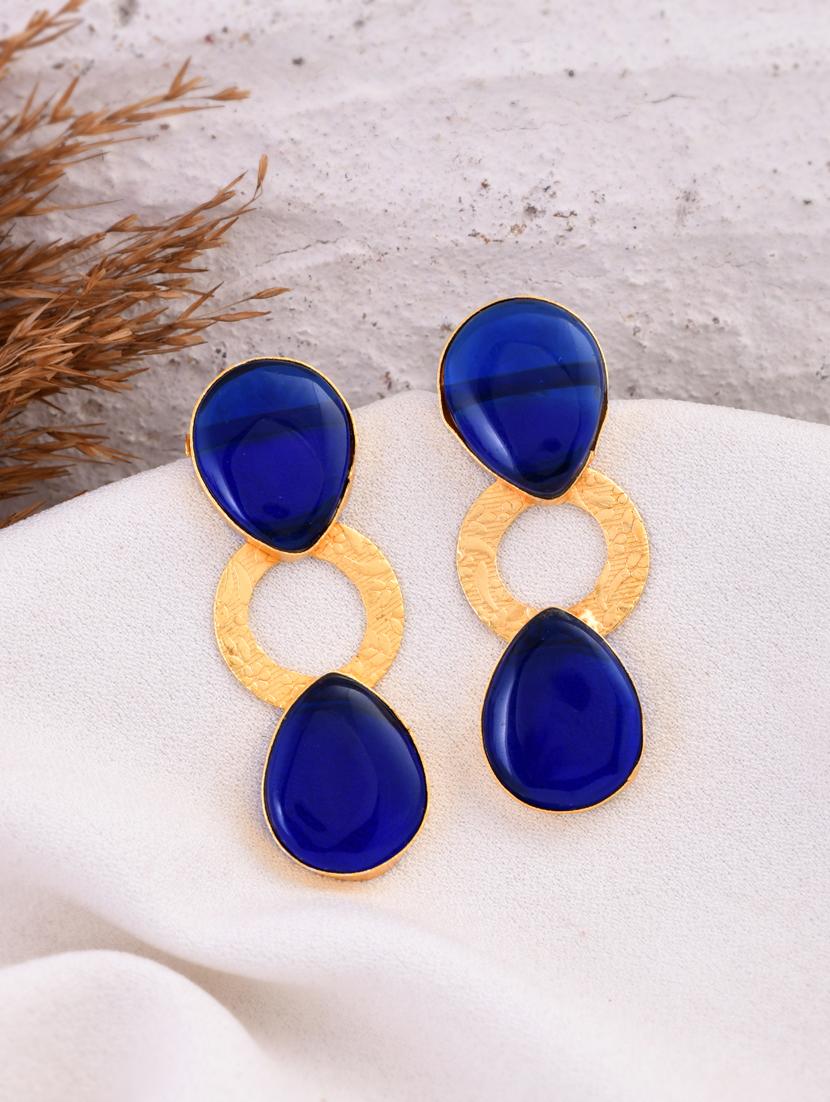 blue brass drop earring - 20520282 - Standard Image - 1