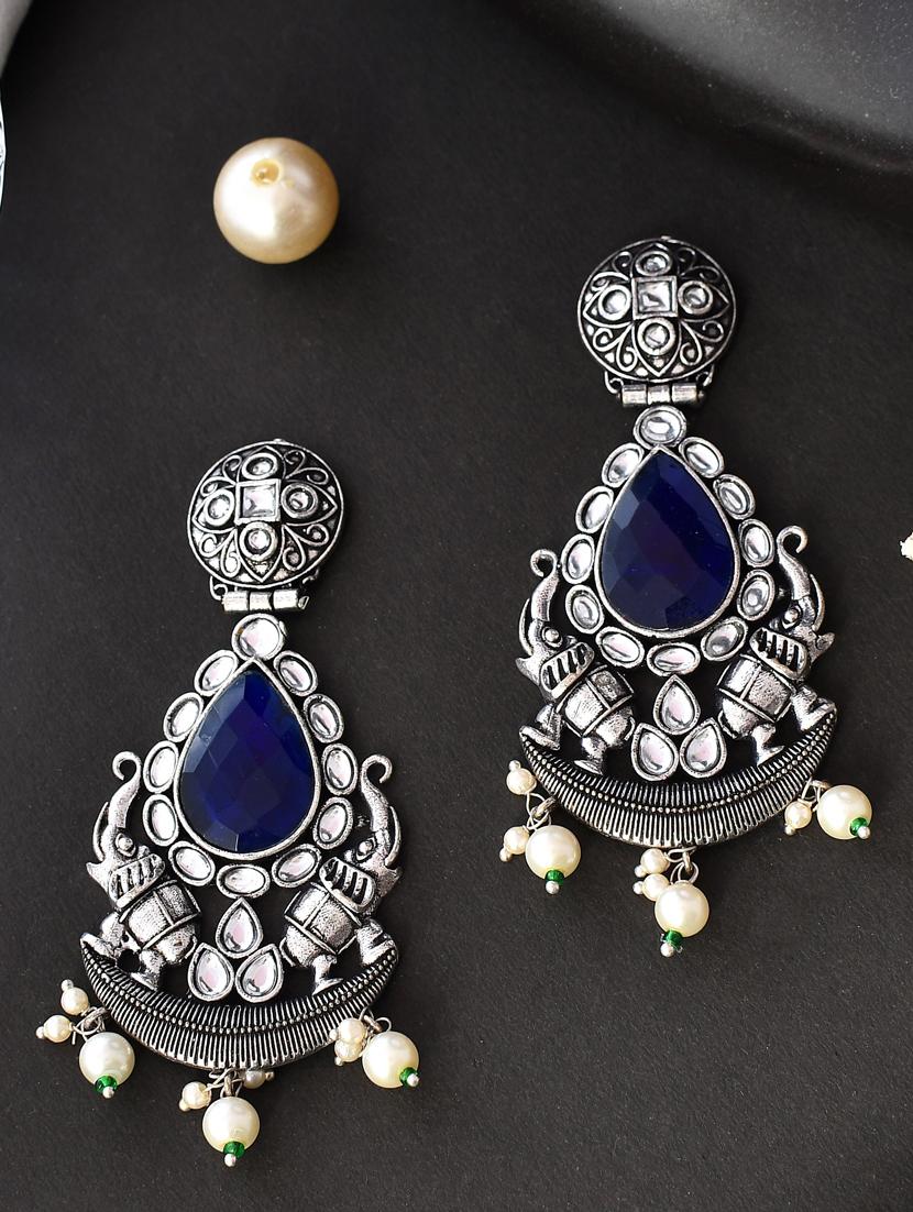 blue brass drop earring - 20520283 - Standard Image - 1