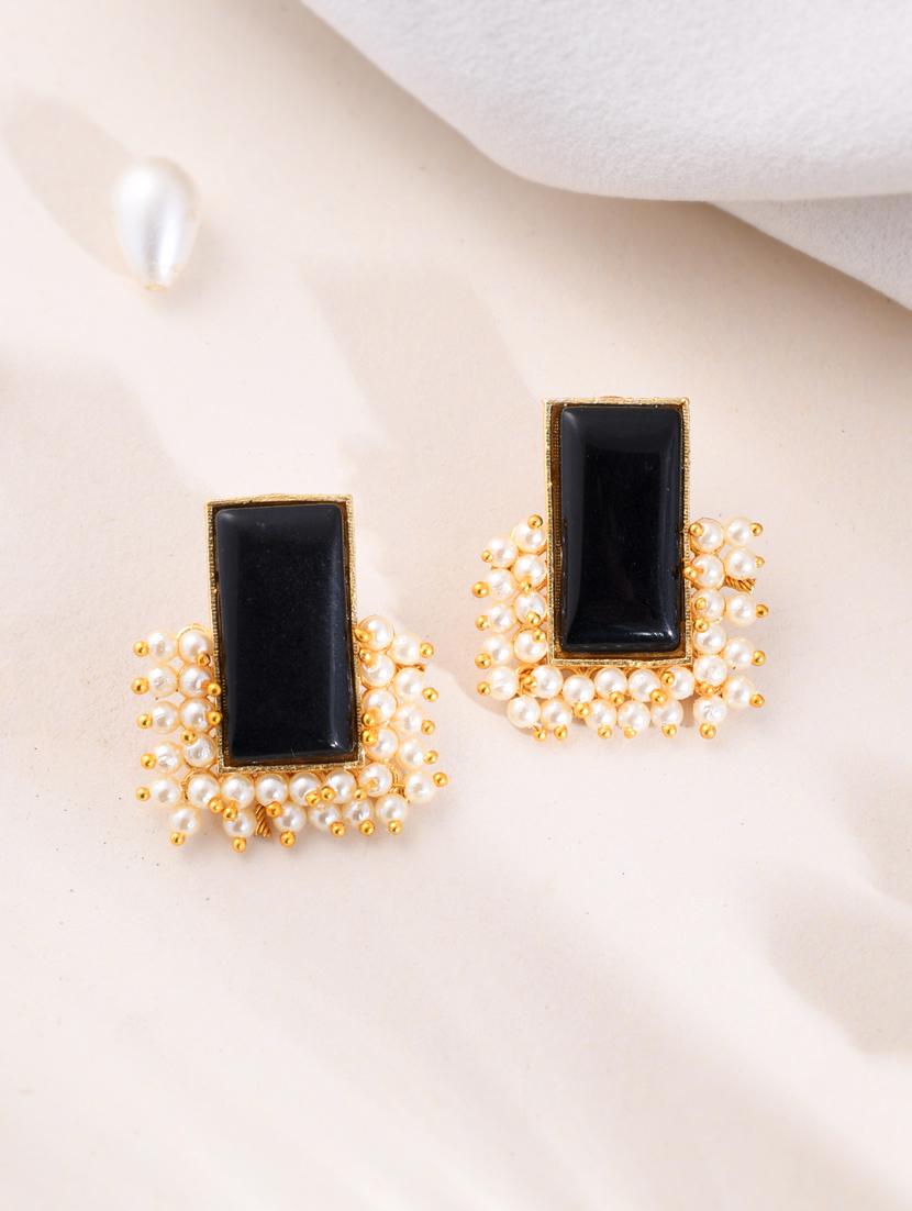 black brass drop earring - 20520284 - Standard Image - 1