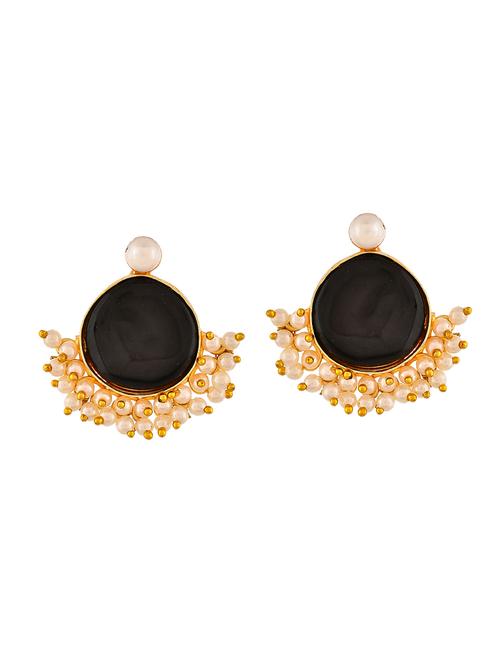 black brass studs earring - 20520290 - Standard Image - 0