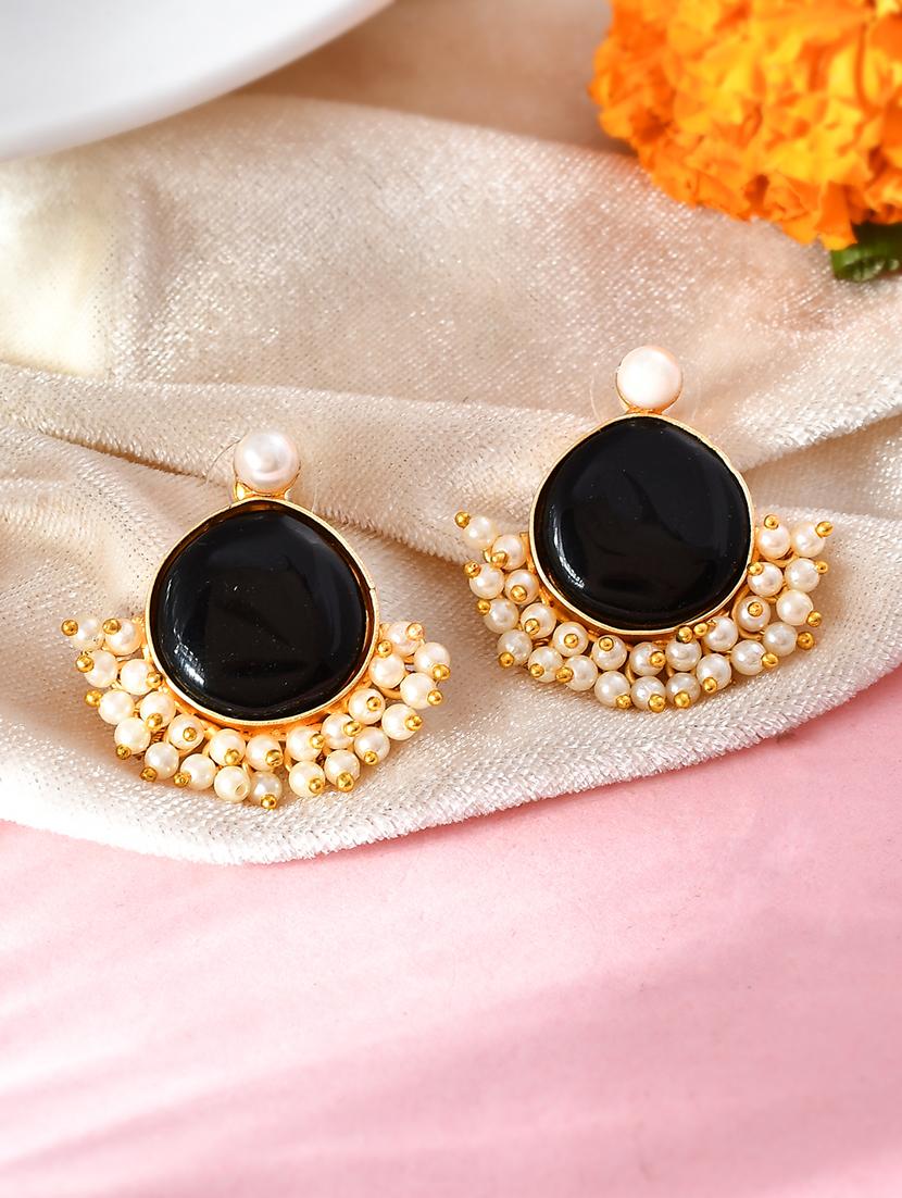 black brass studs earring - 20520290 - Standard Image - 1
