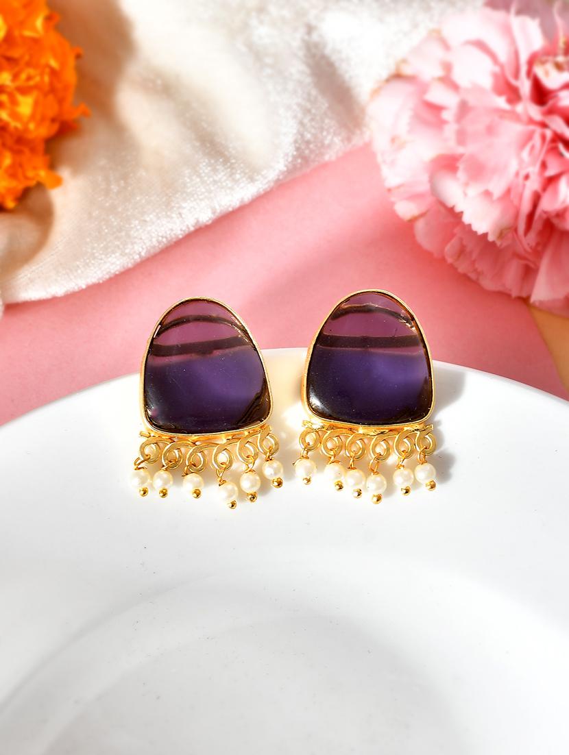 purple brass studs earring - 20520291 - Standard Image - 1