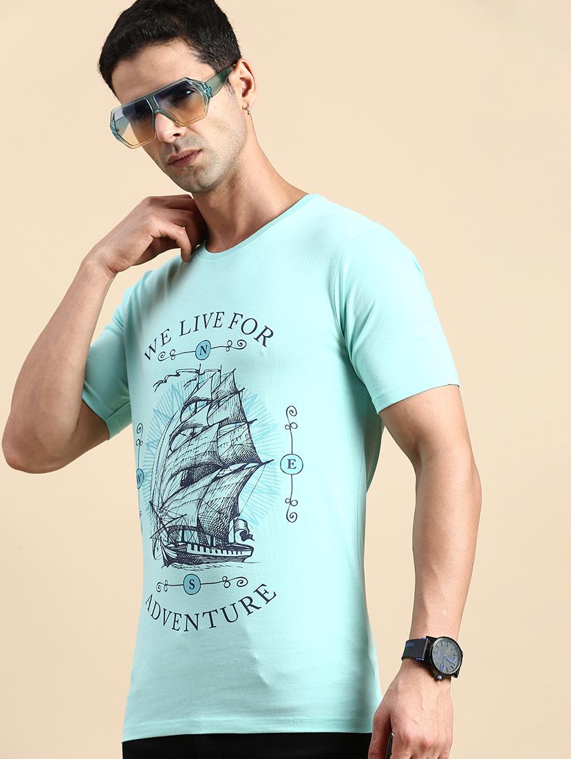 men round neck front print t-shirt - 20520495 - Standard Image - 1