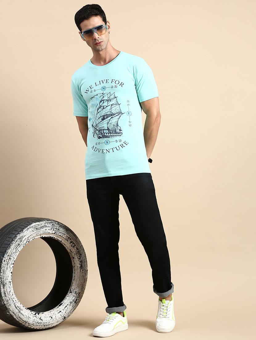 men round neck front print t-shirt - 20520495 - Standard Image - 4