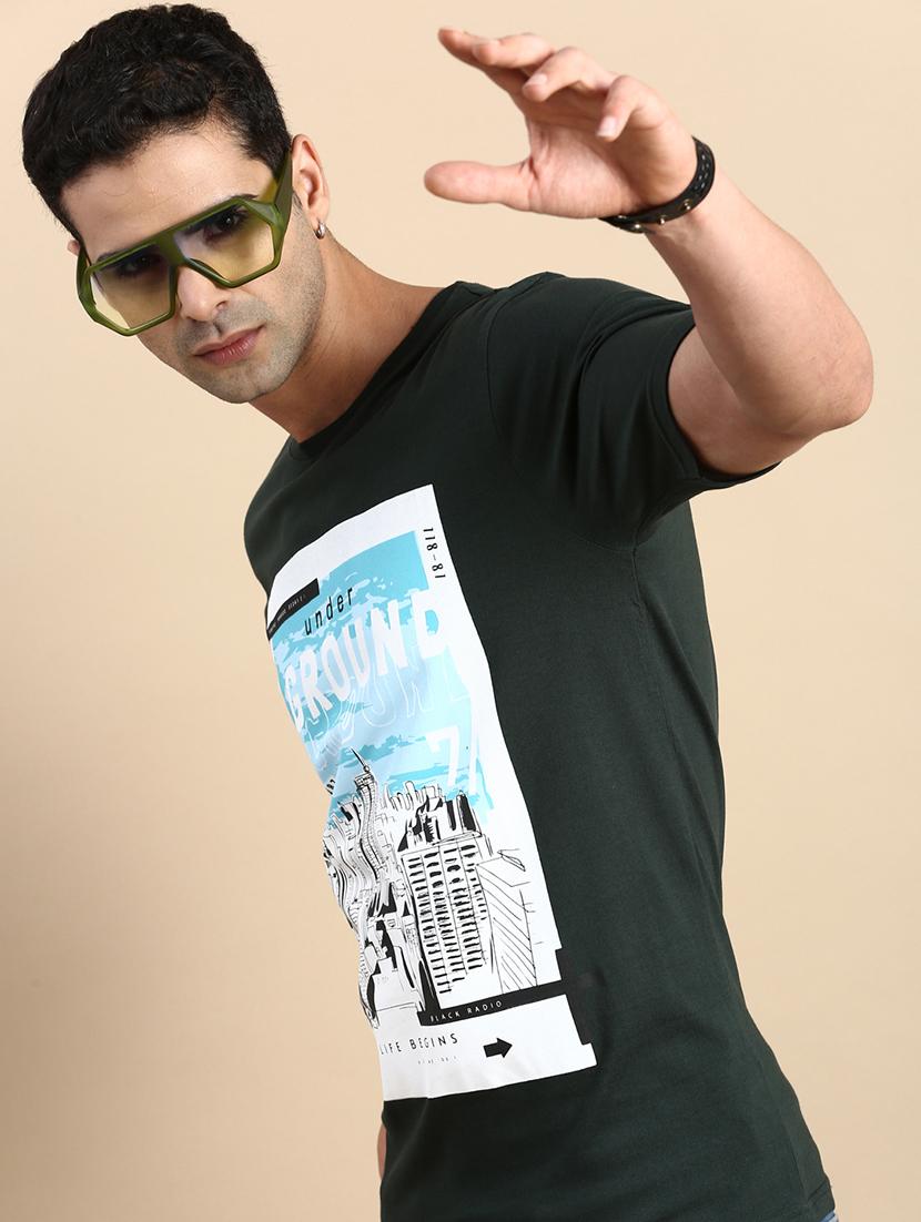 men round neck front print t-shirt - 20520498 - Standard Image - 4