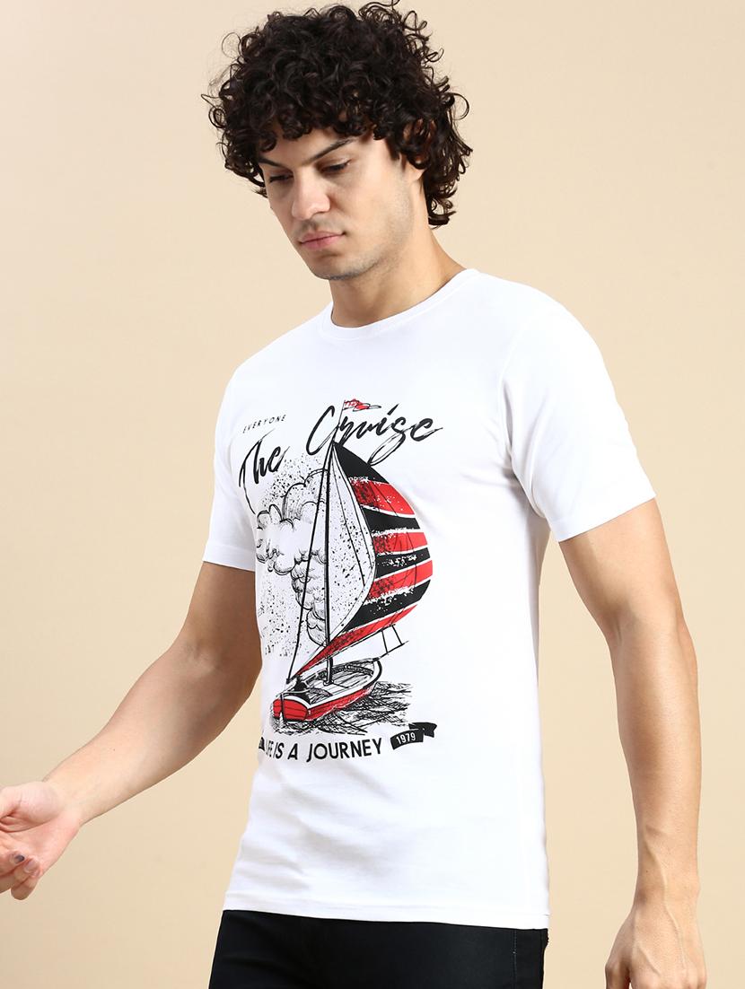 men round neck front print t-shirt - 20520673 - Standard Image - 1