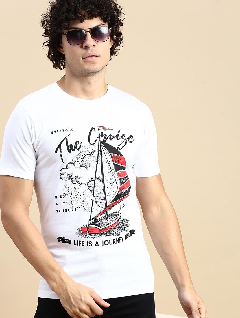 men round neck front print t-shirt - 20520673 - Standard Image - 4
