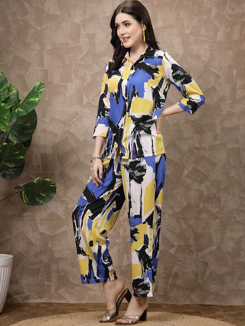 women multi color shirt collar co-ord sets - 20522078 -  Standard Image - 1