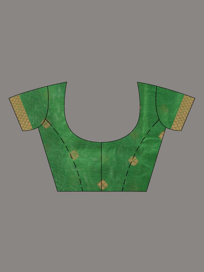 green cotton blend handloom saree with blouse - 20522137 -  Standard Image - 4