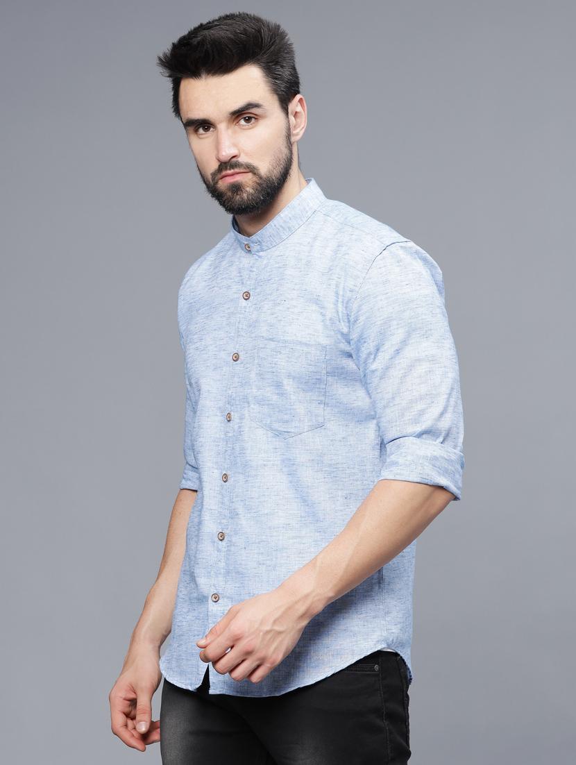 light blue linen casual shirt - 20522404 - Standard Image - 1